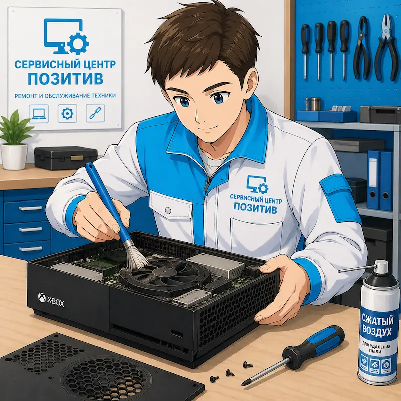 Чистка игровой приставки от пыли и замена термопасты в Волгограде
